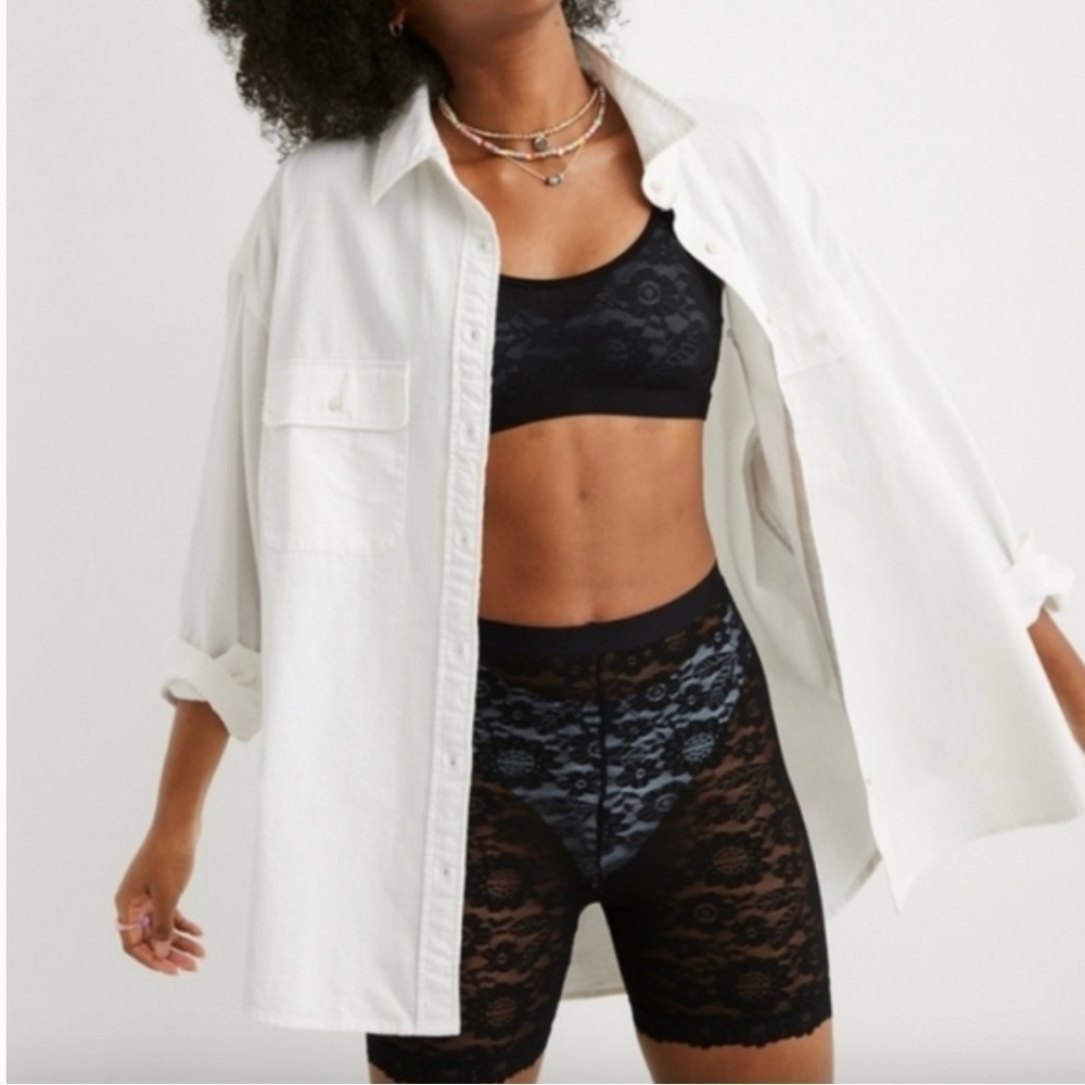 Aerie Anytime Fave Oversized White Button Down Shirt